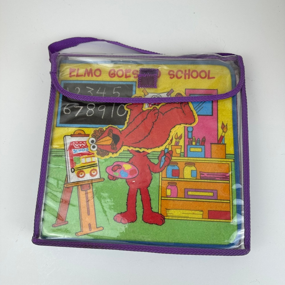 Sesame Street Elmo Goes to School Felt Playset Book SoftPlay 2001 Vintage Toy